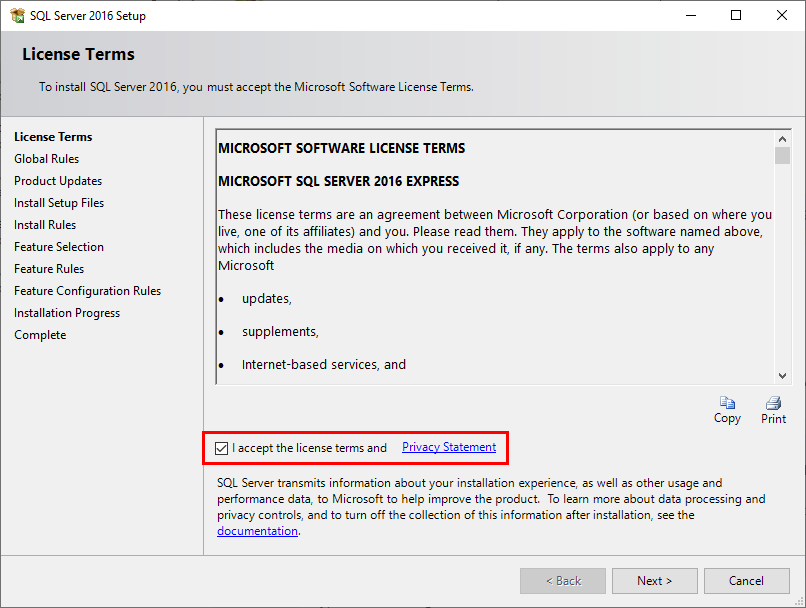 Microsoft SQL Server 2016 License Terms