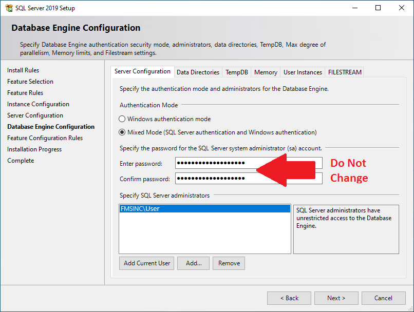 Database Engine Configuration