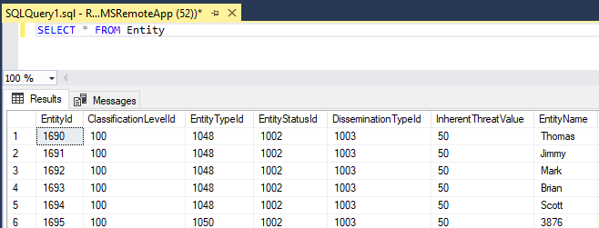 Microsoft SQL Server Management Studio Execute Query Results