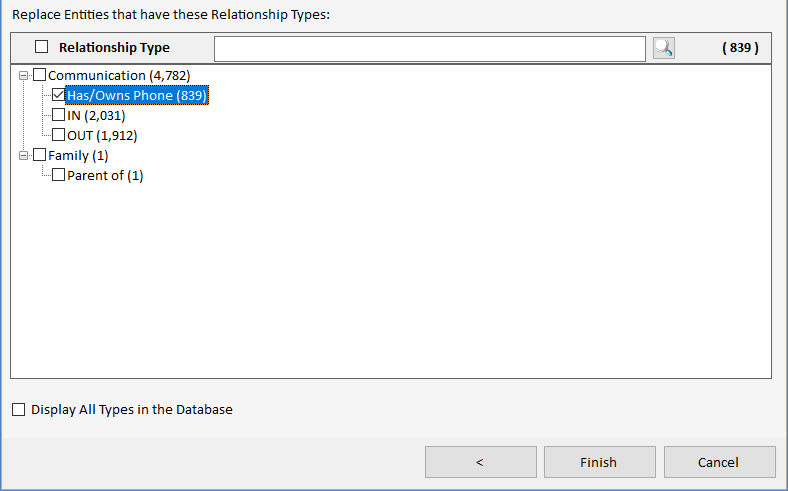 Select the Relationship Types to Include in the Replacements