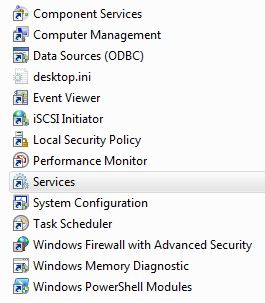 Windows Control Panel, Administrative Tools, Services